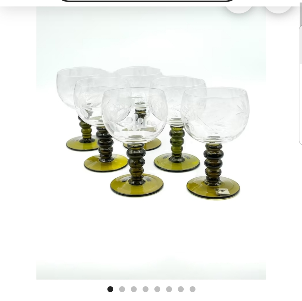 6 Roemer Austrian Crystal Cordial  Goblets